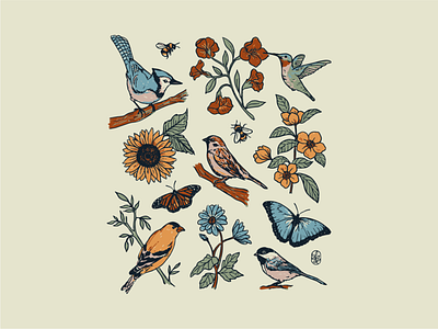 Birds & Flowers