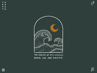 Feeling restless branding illustration lineart logo moon moonlight ocean sea texture universe waves window
