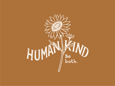 Human Kind 60s hippie human illustration lettering message positive serif sunflower tshirt vintage