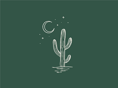 Cactus cactus desert illustration line work logo minimalistic moon sketch stars t shirt vintage