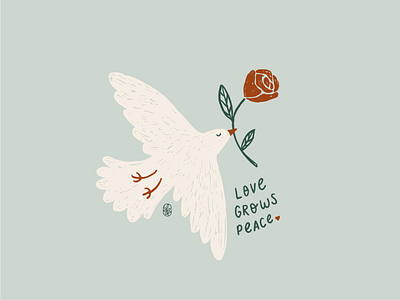 Love grows peace bird cute dove flower illustration logo minimal simple sketch t shirt