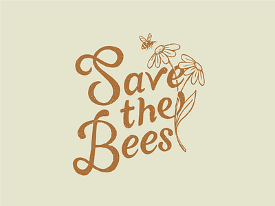Bee love 60s bee flowers hippie illustration lettering line work logo t shirt vintage