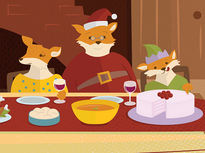 The George Inn Postcard christmas flat vector fox vector