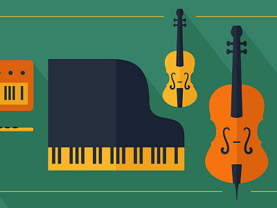 Instruments 2 cello flat keyboard music piano vector violin