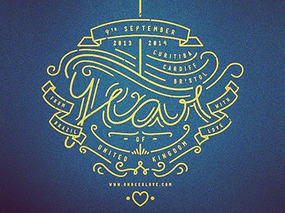 One year of UK gold lettering line vector