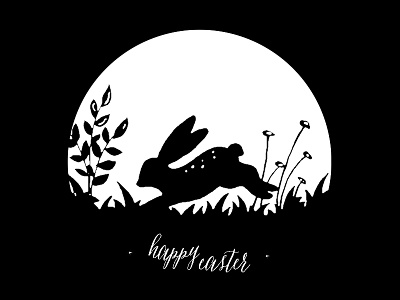 Happy Easter! bunny countryside easter rabbit silhouette