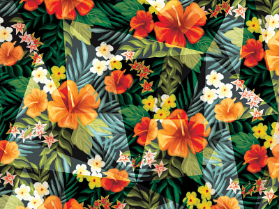 Tropical Pattern flower hawaii leaves pattern seamless triangles tropical