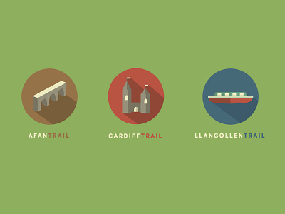 Celtic Tales - Icons boat cardiff castle cycling flat vector wales