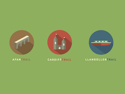Celtic Tales - Icons boat cardiff castle cycling flat vector wales