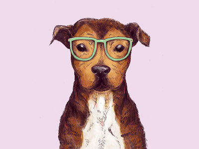 Charlie digital painting dog glasses