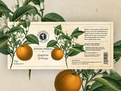 Quinine Range - Think Drinks botanical illustration drink fruit label package soft drink vintage