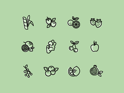 Think Drinks - Products Icons apple berries fruit ginger grenadine icon lemon line work orange raspberry vector