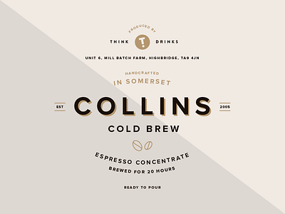 Collins Cold Brew clean coffee cold brew crest drinks gold label minimal type