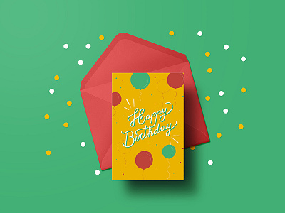 Lettering for a Happy Birthday card balloons birthday bright confetti greeting card happy party