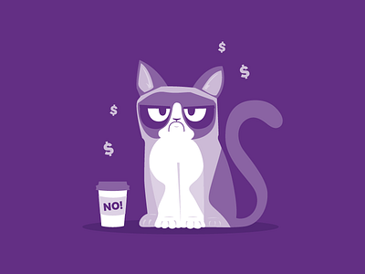 Grumpy Cat animal cat coffee illustration meme money vector