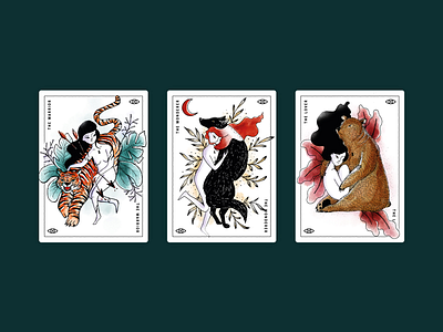 Wild Tarot bear digital painting girl illustration tarot tattoo tiger witch wolf