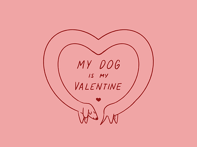 Valentine's 3 dog heart illustration lettering love sausage valentines day