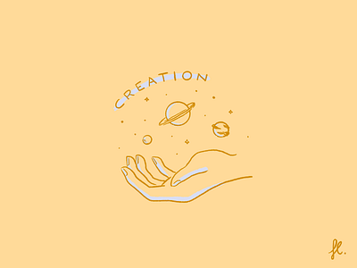 Creation drawing hand illustration lettering lineart minimal planets universe vintage