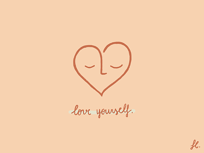 Love yourself character design cute hand drawn heart illustration logo love procreate