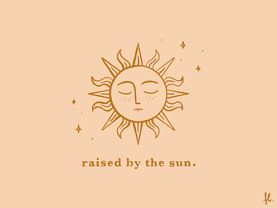 Raised by the sun character face gold hippie illustration lettering mystical serif summer sun vintage