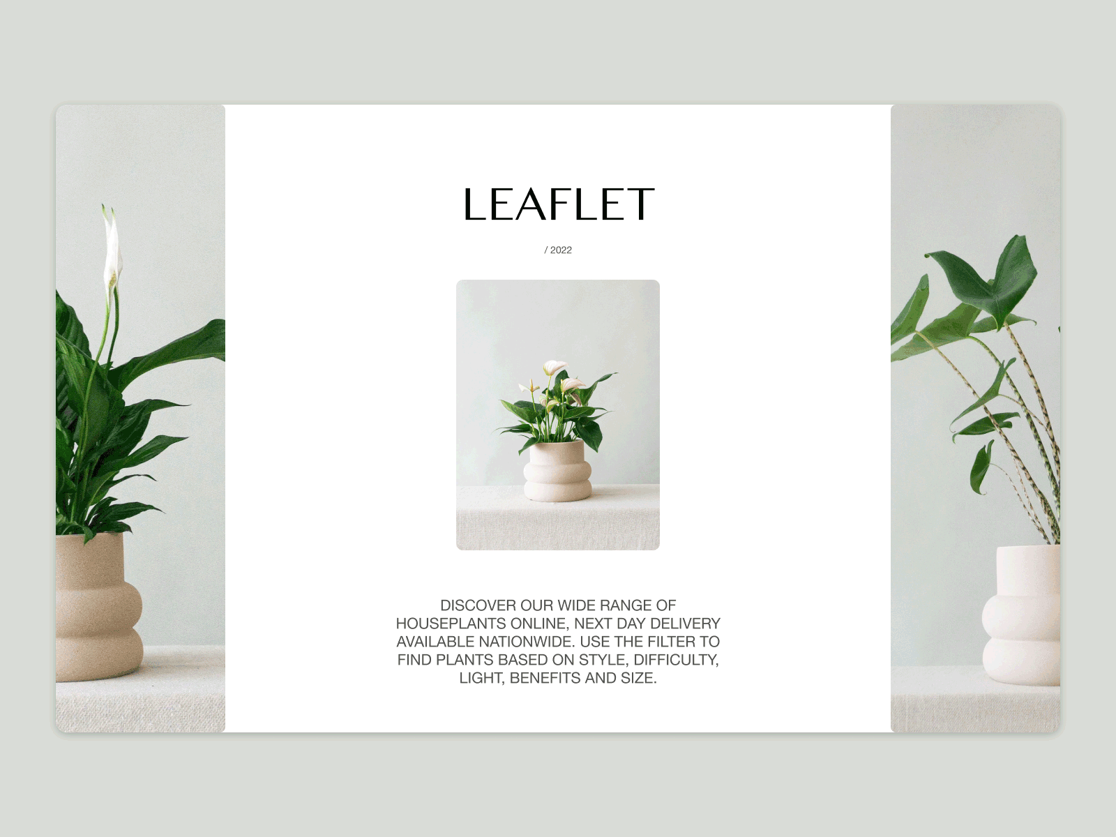 LEAFLET / E-COMMERCE animation e commerce flowers hero page landing layout principle shop typography ui ux
