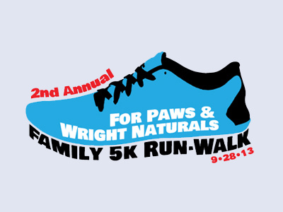 For Paws & Wright Naturals 5k Tee Shirt 5k race running shoe sneaker tee shirt typography