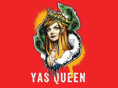 Yas Queen colorful graffiti illustration label design