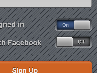 Social App UI buttons blue buttons off on ui