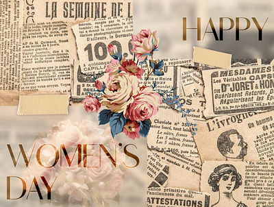 Women's Day Card aesthetic clippings design minimal newspaper old typography womensday