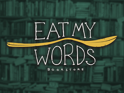 Eat My Words - Spoon bookstore hand drawn illustration lettering letters logo soup spoon