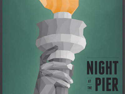 Night At Pier Invite clockwork invite lowpoly new york polygon print statue of liberty