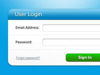 User Login blue clockwork green button login sign in user login