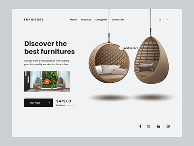 Furniture Landing Page - Website chair clean design desktop ecommerce furniture home interior landing page minimalist property shop store table ui ux web app web design website website design