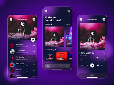 Music Player - App Design adobe xd app design app ui artist dark dark ui design mobile app design music music player music player app player ui playlist ui ux