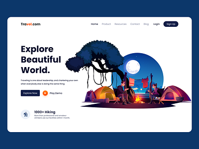 Landing Page - Travel : Tour : Trip adventure booking creative home page landing page minimal mockup travel travel agency travel landing page trip ui ui design ux vacation website website design