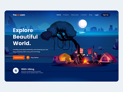 Landing Page - Travel : Tour : Trip adventure booking creative dark home page landing page minimal mockup night mode travel agency travel landing page trip ui ux website website design