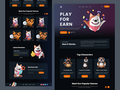 3D - NFT Game Landing Page 3d game bitcoin character colorful crypto crypto ui cryptocurrency dark game graphic design home page illustration landing page minimal nft nft game nft landing page template ui design website design