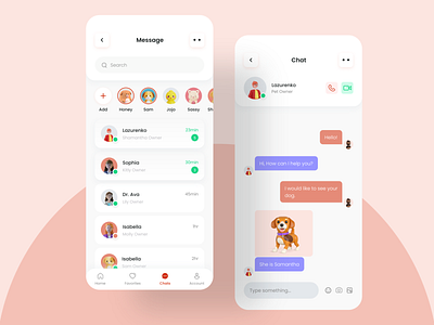 Pet Adoption App - Chat App 3d app application chat chatting clean concept design interface ios message app messages minimal mobile app pet pet adoption pet app status ui