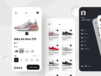 Nike Shoes - App Design Concept app app design concept ecommerce minimalist mobile app nike nike air shoe nike app product design shoes shop ui ui design ux