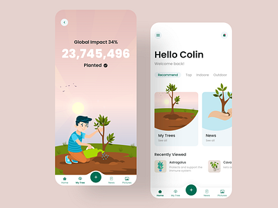 Plant a Tree App 🌳 adobe xd app app concept design garden illustration plant plantation planting plants pot tree ui