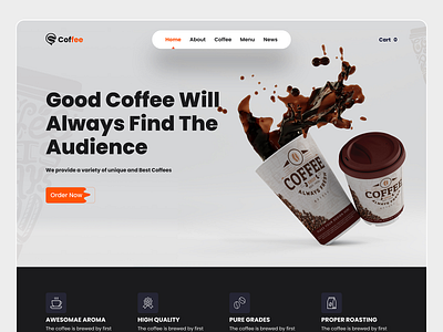 Coffee shop website adobe xd cafe coffee coffee shop creative design drinks ecommerce fast food food home page landing page minimal online store shop studio ui web webdesign website