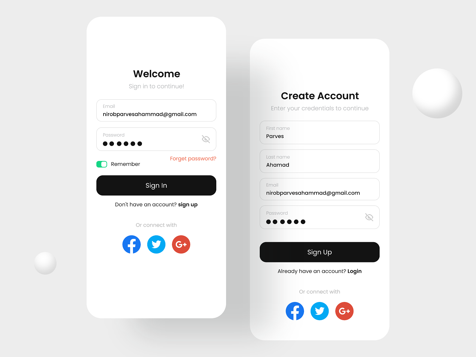 Sign up / Sign in - Mobile App by Parves Ahamad on Dribbble