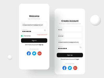 Sign up / Sign in - Mobile App adobe xd clean ios login minimal mobile app mobile ui modern onboardign screen sign in sign up sign up from ui ui design uxdesign