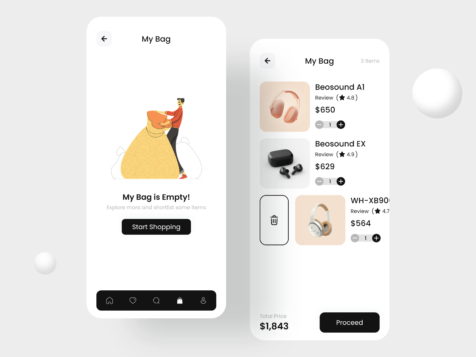 Headphone Products App Cart/Empty Screen by Parves Ahamad on Dribbble