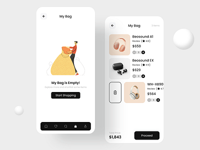 Headphone Products App - Cart/Empty Screen