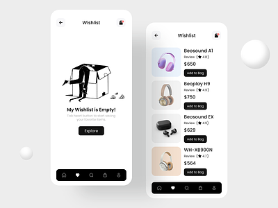 Headphone Products App - Wishlist/Empty Screen