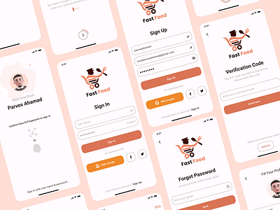 Food Delivery Mobile App (Sign Up & Sign In) android app clean delivery man design food food delivery forgot password ios login minimal mobile order pizza registration restaurant sign in sign up ui ux