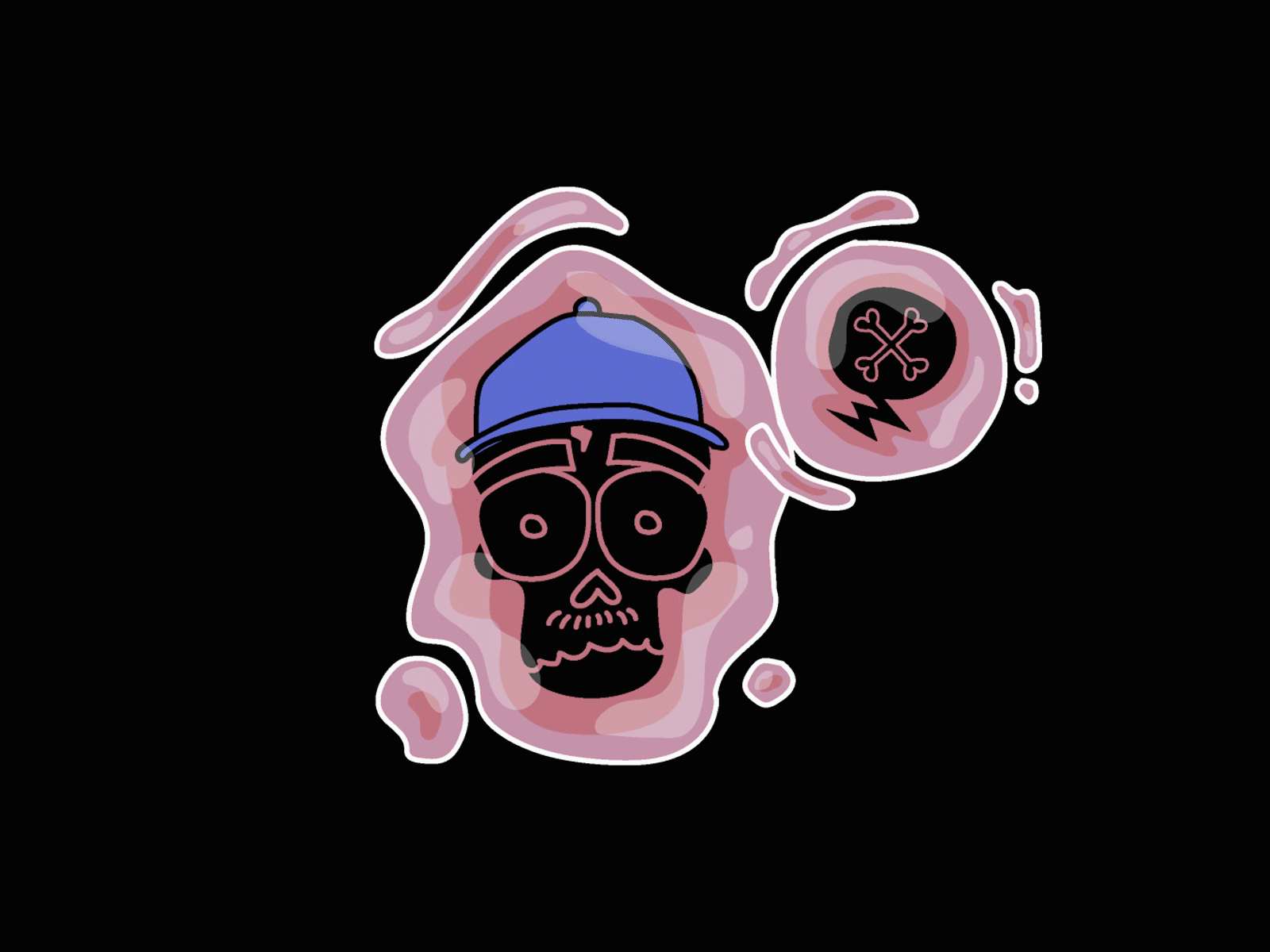 Gummy Skulldude animation cap color dead eyes frame gif gif animated graphic design gummy bear illustration jelly loop mouth pink shine skull skull and crossbones video