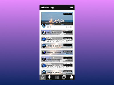 sx mission log app design minimal spacex uidesign