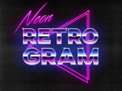 Neon Retrogram (80's Neon Style Logo) 80s style illustrator logo neon retro